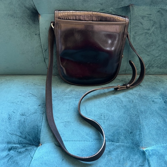 Black Leather Crossbody Bag with crocodile embossing - Picture 3 of 6